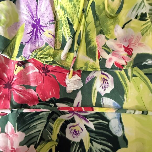 NWT Tommy Bahama Tropolicious Floral Ruffle Maxi Dress L G Green Frog Tropical - Picture 6 of 7